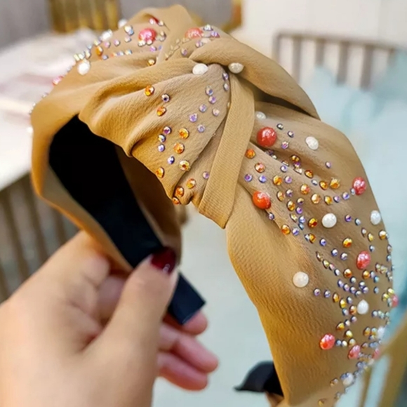 Beaded Women's Headband. Nude. New - Picture 1 of 7